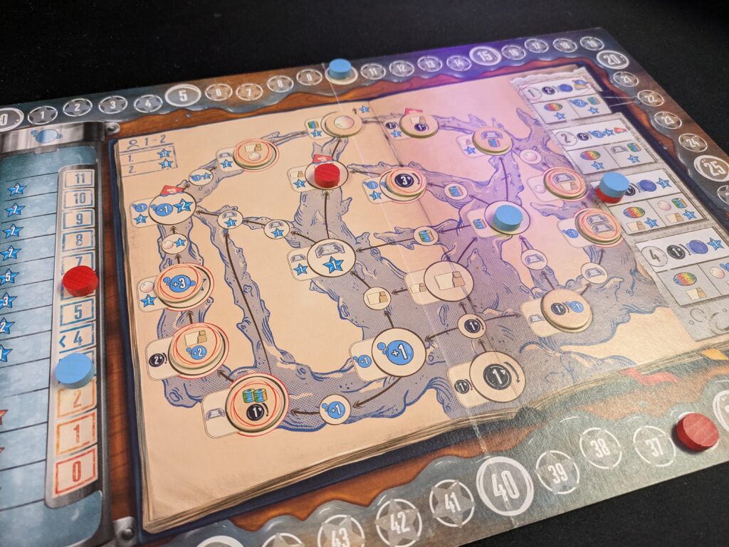 Detailansicht Enzyklopädie-Plan beim Brettspiel Aquaria.